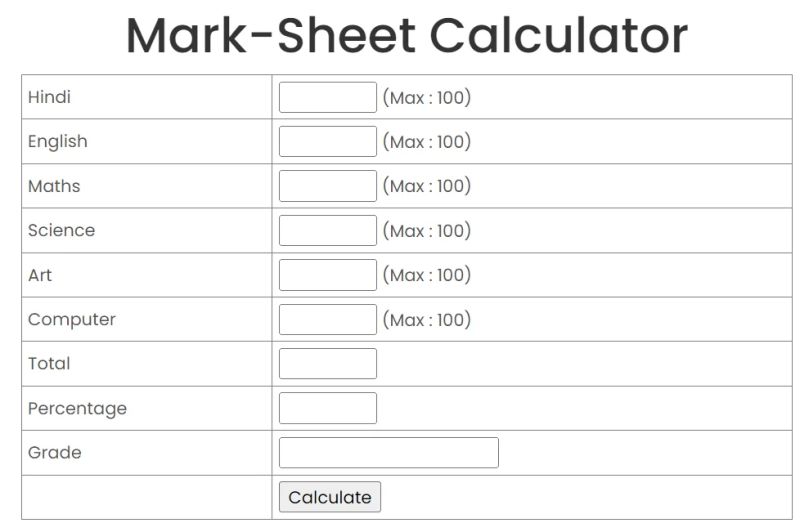 Java Script Assignment 3 4 Mark Sheet Calculator - Gradient Illustration Collection - HD Quality