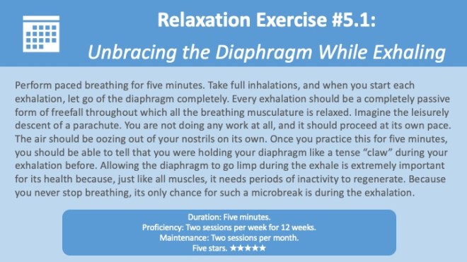 Relaxation Exercise for health- unbracing the diaphragm while exhaling