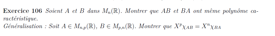 Commutativité du polynôme caractéristique