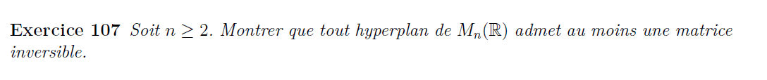 Hyperplan et matrice inversible