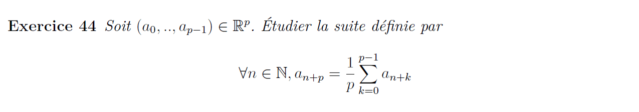 Suite récurrente d'ordre p