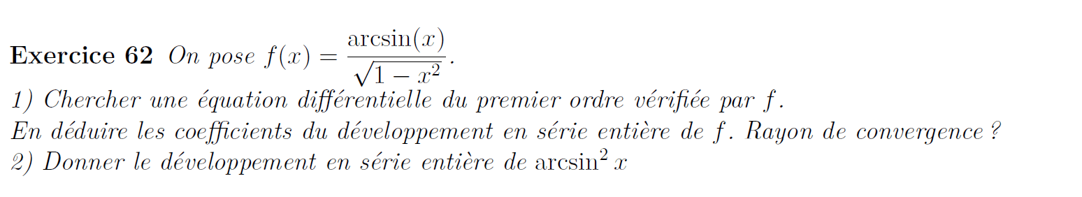 Equation différentielle et série entière