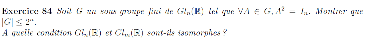 Sous-groupe fini de Gln(R)