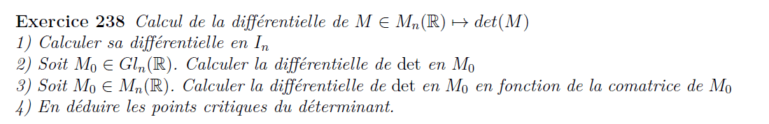 Différentielle du déterminant