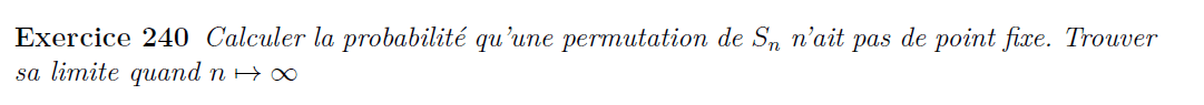 Probabilité de ne pas avoir de point fixe