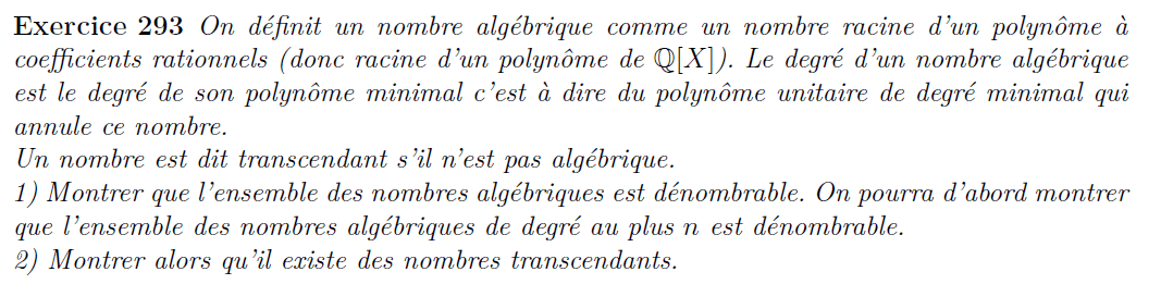 dénombrabilité nombres algébriques
