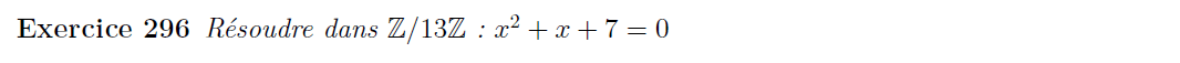 Equation dans Z/13Z
