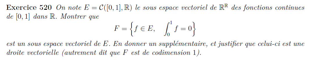 Espace vectoriel des fonctions continues