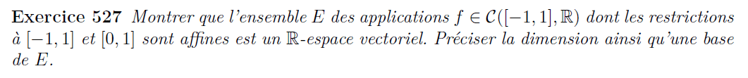 Espace vectoriel des applications dans R