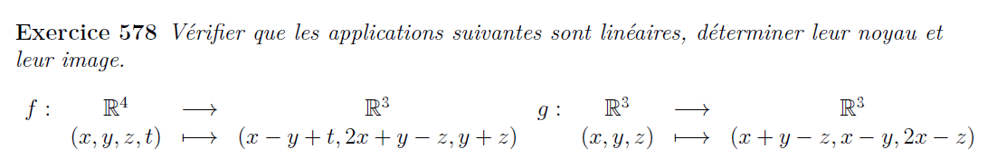Applications linéaires, image, noyau