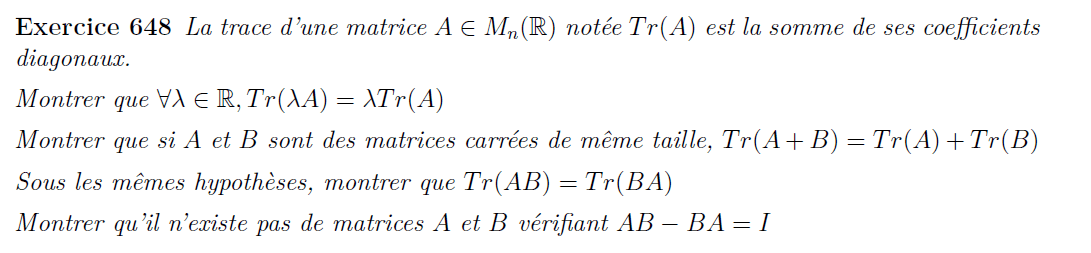 Exercice trace matrice