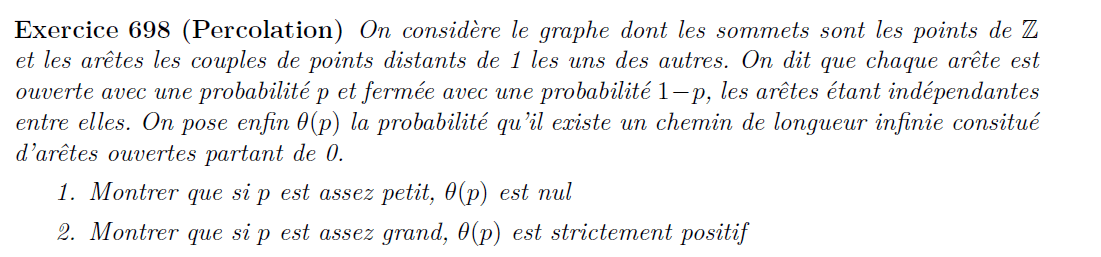 Percolation prépa exercice