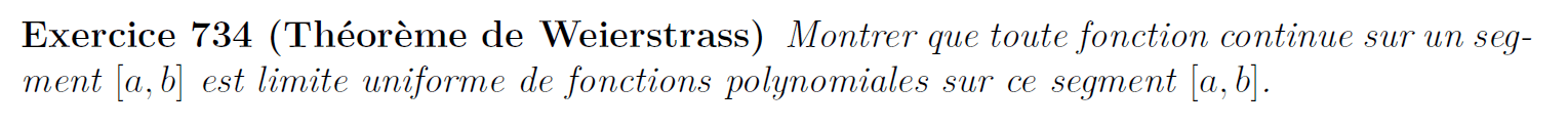 Théorème d'approximation de weierstrass