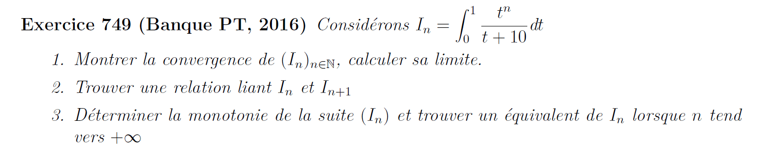 Suite définie par une intégrale