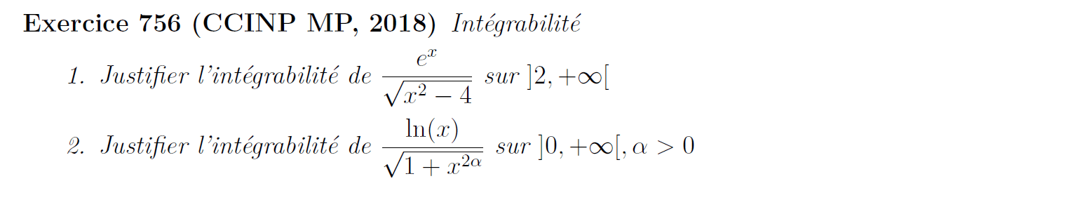 Intégrabilité de 2 fonctions