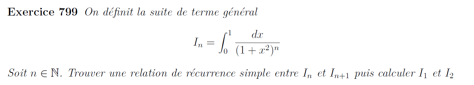 Suite calculable à l'aide d'une intégration par parties