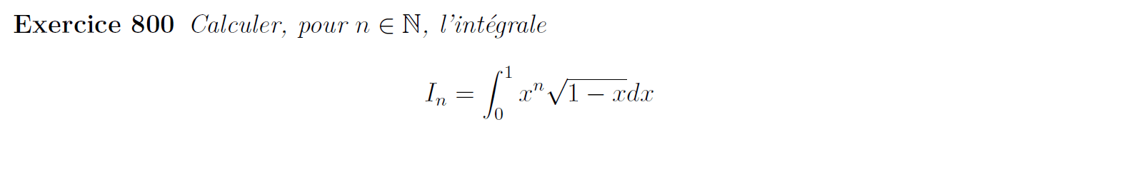 Suite calculable à l'aide d'une intégration par parties