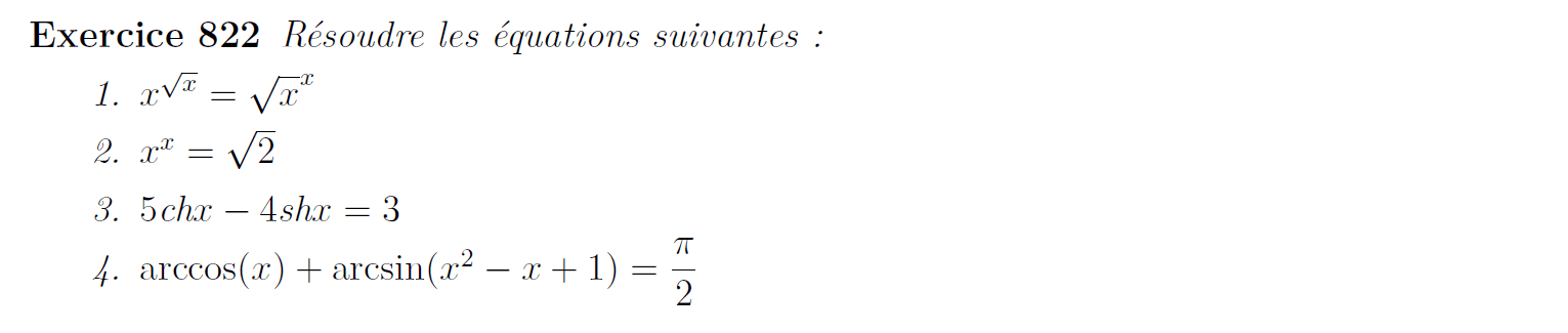Equation de fonctions usuelles