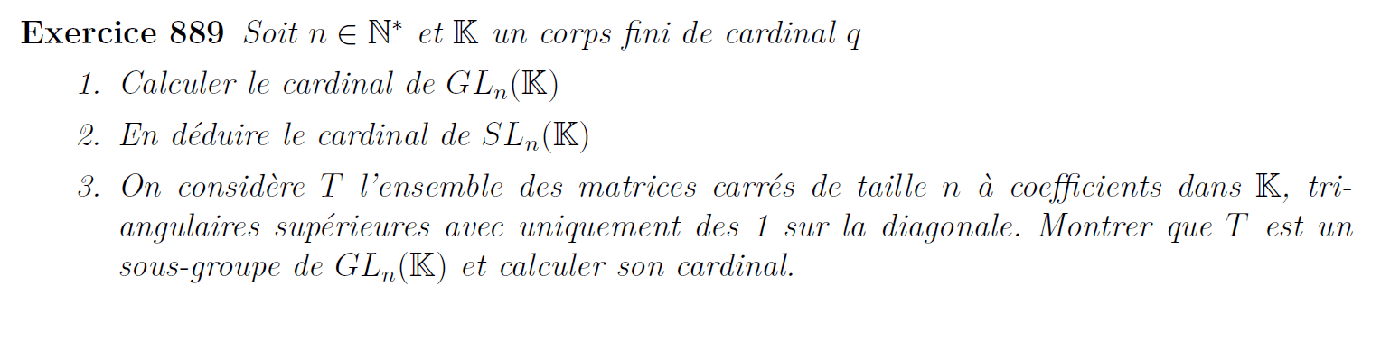 Cardinal de Gln(K)