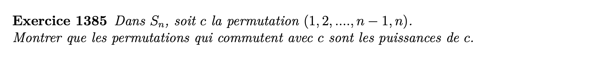 Permutation circulaire commutant