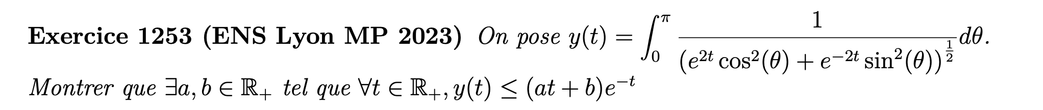 Inégalité intégrale oral ENS Lyon 2023