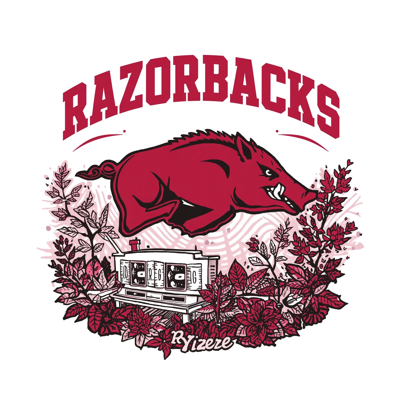 Arkansas Hogs: Depth Charts, Stadium Gambles & Rising Stars - painting of Arkansas Razorbacks football baseball venue