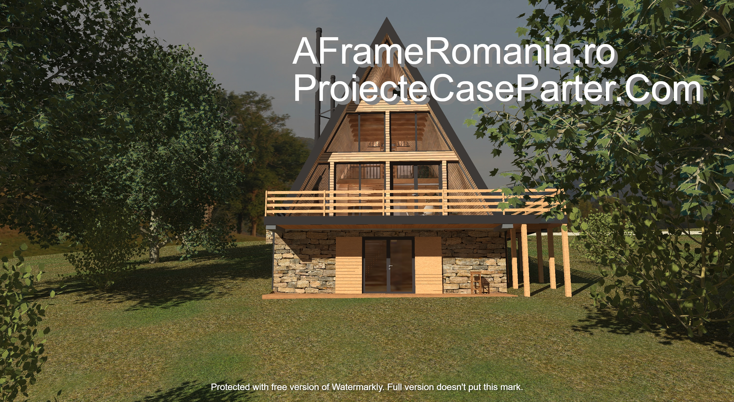 Proiect Casa A frame de lemn 8 metri latime