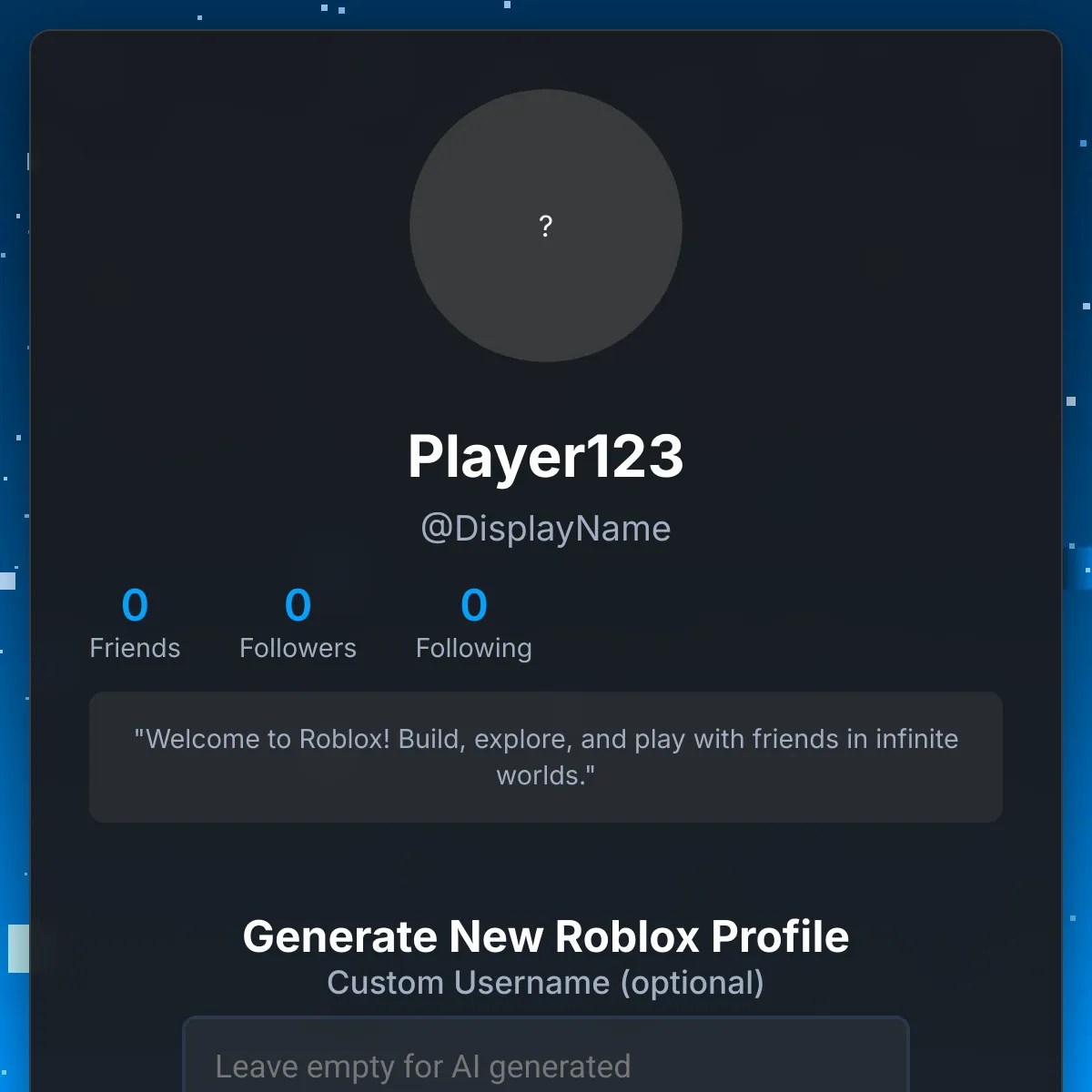 ROBLOX ACCOUNT GENERATOR 01983646 E08a 7c9b 8469