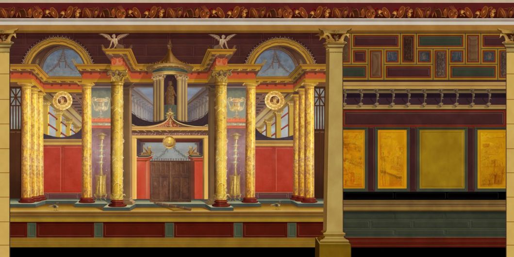 Reconstruction of East Wall, Room 14, Triclinium, Villa A Oplontis (The Oplontis Project, The University of Texas at Austin, Texas)