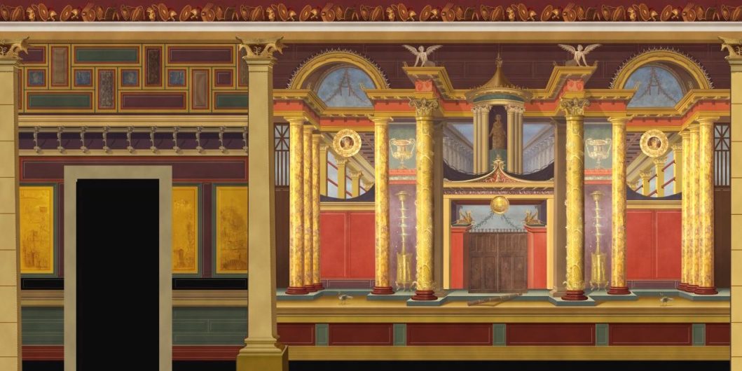 Reconstruction of West Wall, Room 14, Triclinium, Villa A Oplontis (The Oplontis Project, The University of Texas at Austin, Texas)
