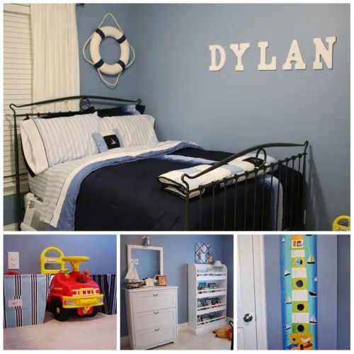 Today's little dudes want graphic prints and fun wall decals. boy s nautical toddler room