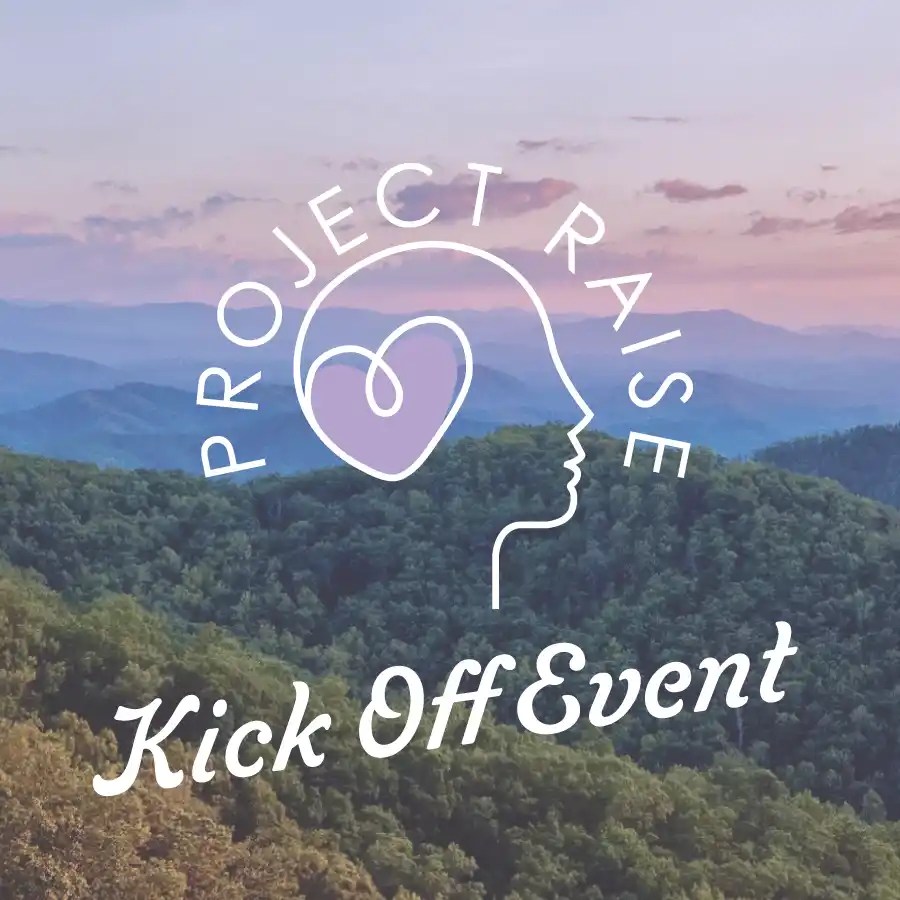 Project RAISE logo overlaying a pretty mountain scape