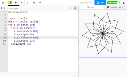 turtle projects spiral code patterns drawing snowflakes changing colour run creating pi