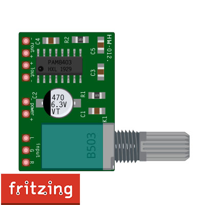 PAM8403 Stereo Amplifier with Volume Control.fzpz ( Fritzing Part )