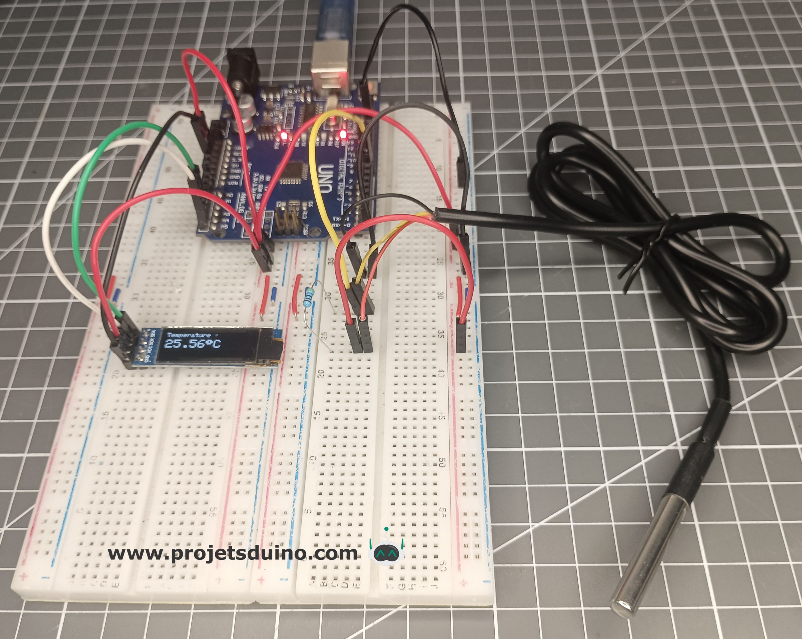 Afficher la température DS18B20 sur ecran OLED 0.91 avec un Arduino Uno
