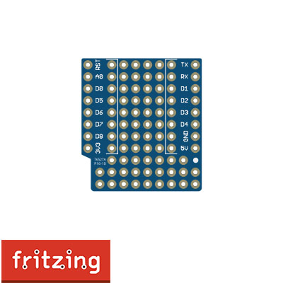WeMos D1 Mini Protoboard Shield.fzpz ( Fritzing Part )