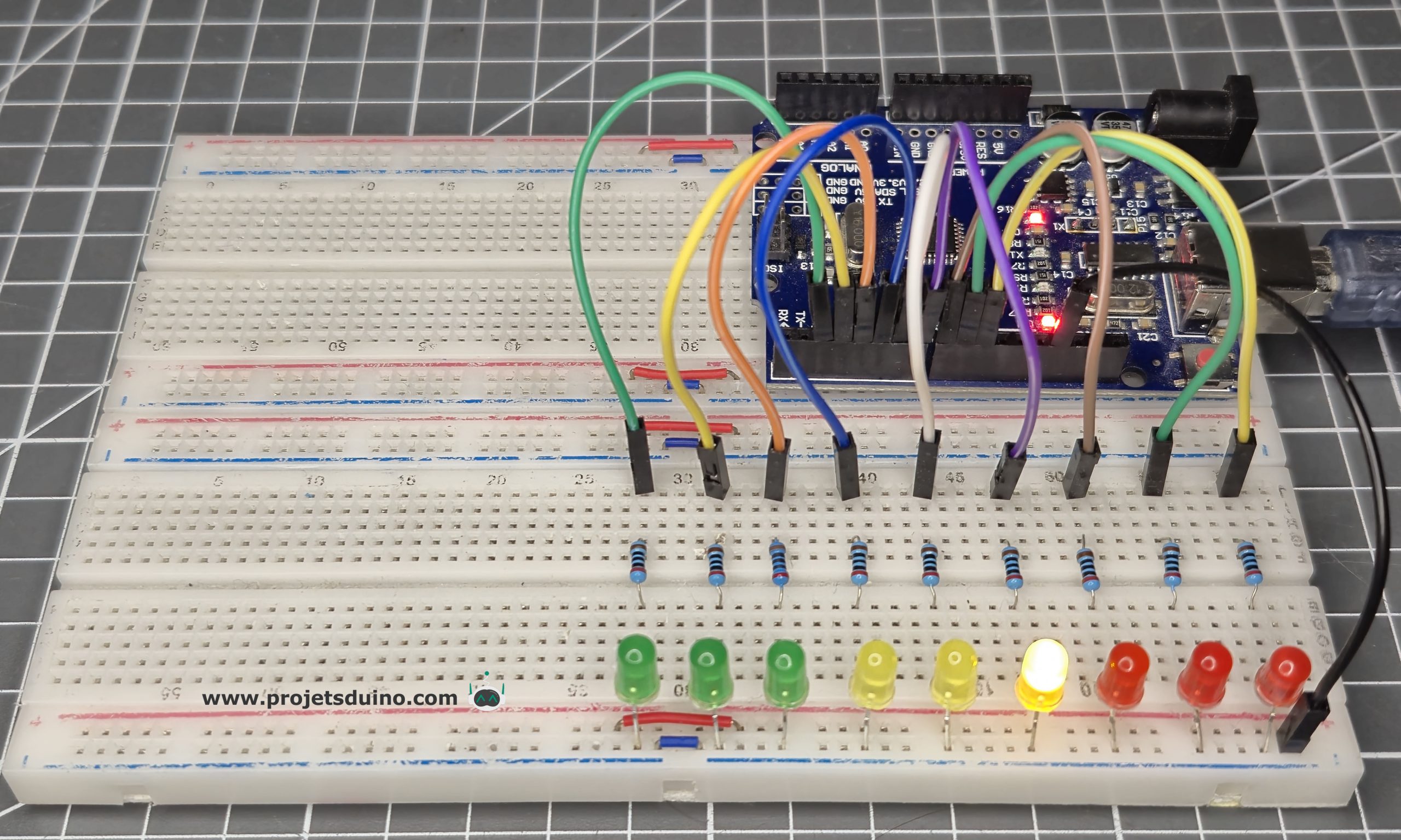 Allumer une séquence de LED avec Arduino (Chenillard de LED)
