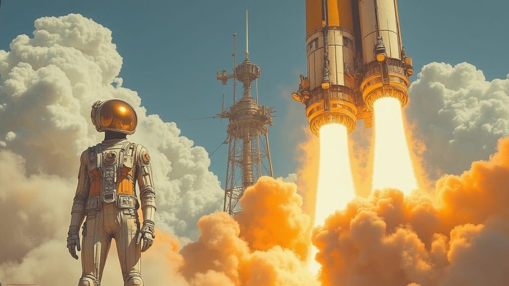 EPE5 Taking off in a rocket from launch site