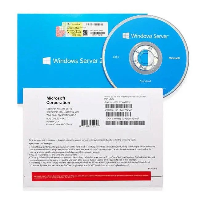 server 2016 standard edition 16-core licence key with oem dvd