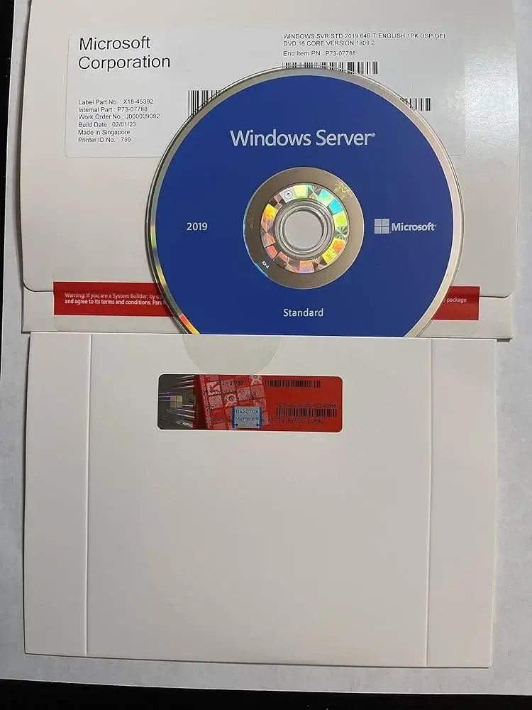 server 2019 standard 64 bit core with red sticker