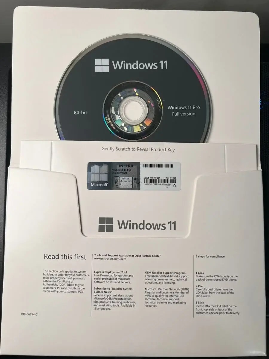 windows 11 pro dvd white sticker