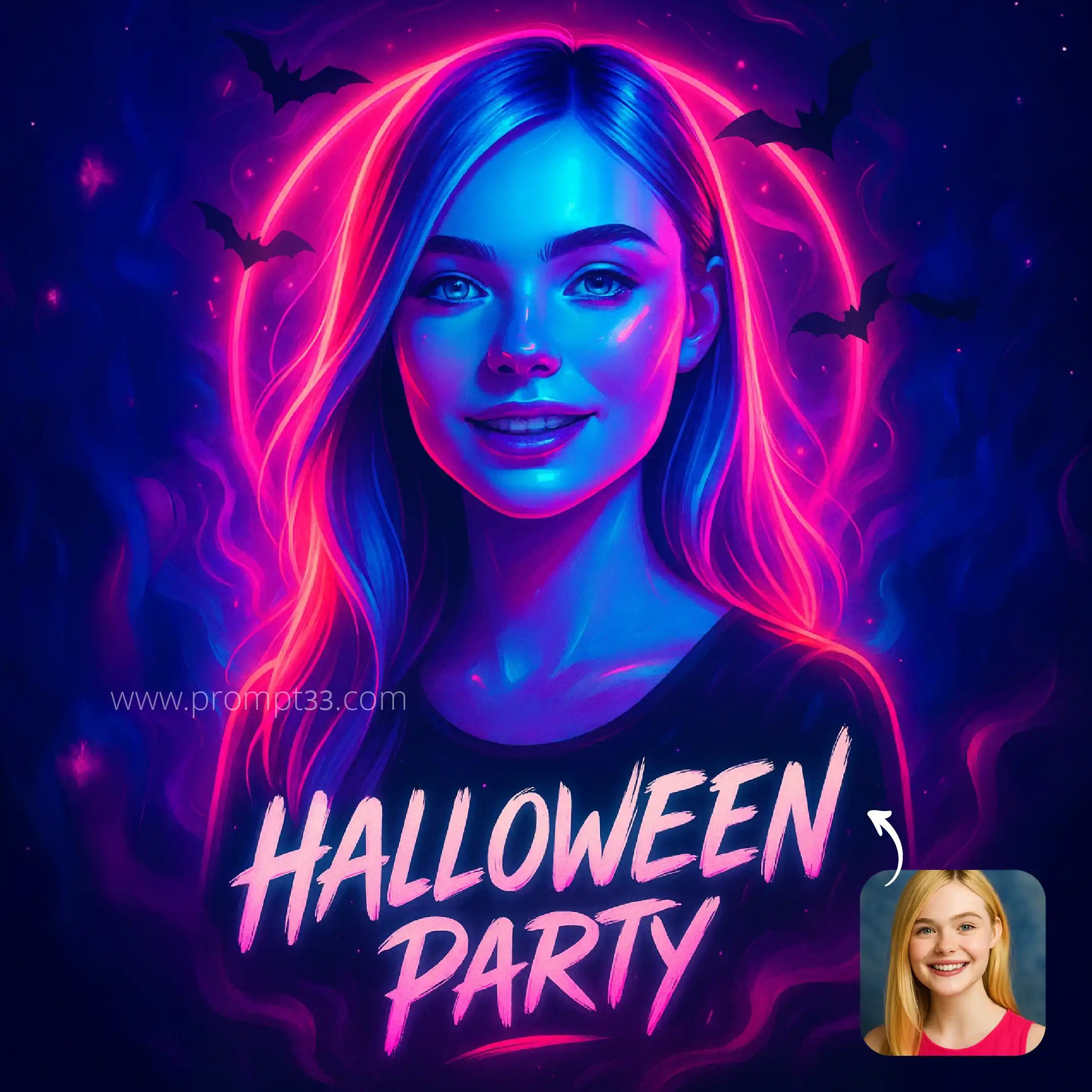 Free Chat GPT Prompt for hyper-realistic Halloween party poster PR204