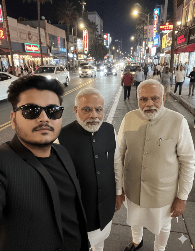 Funny selfie with modi ai generated