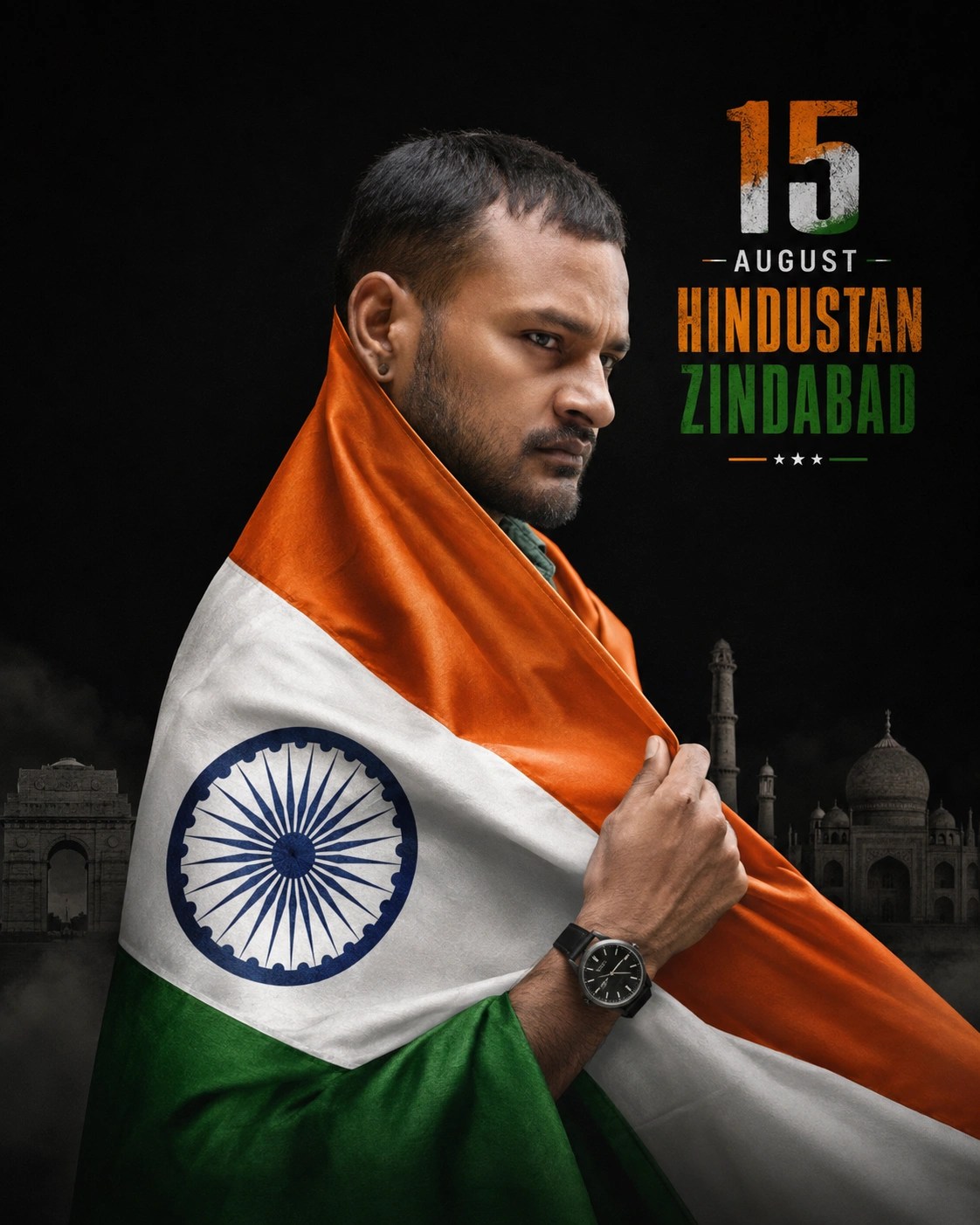 Indian Independence Day Flag Portrait