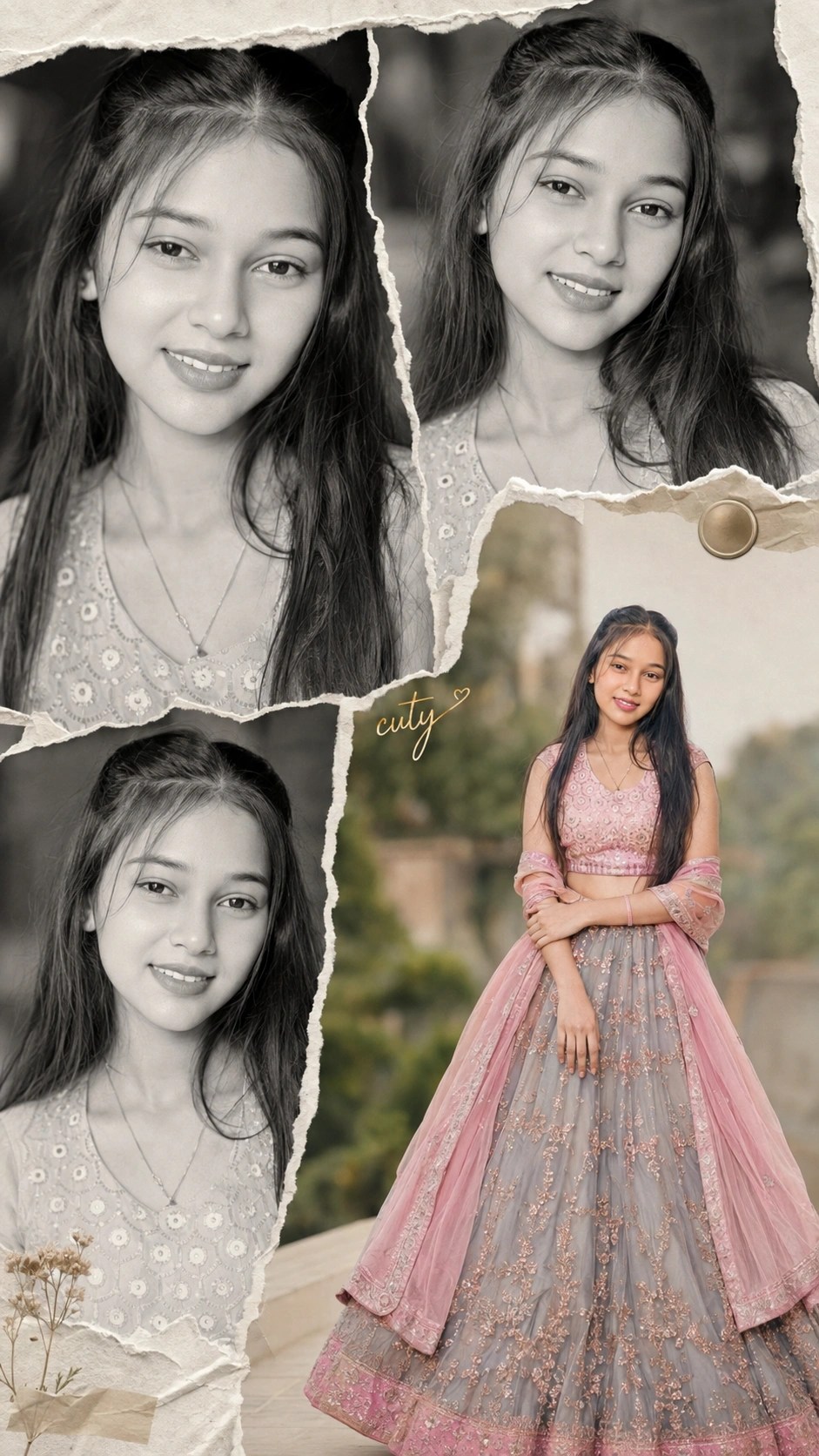 AI-generated prompt result for Birthday Collage Photo Prompt with Traditional Lehenga