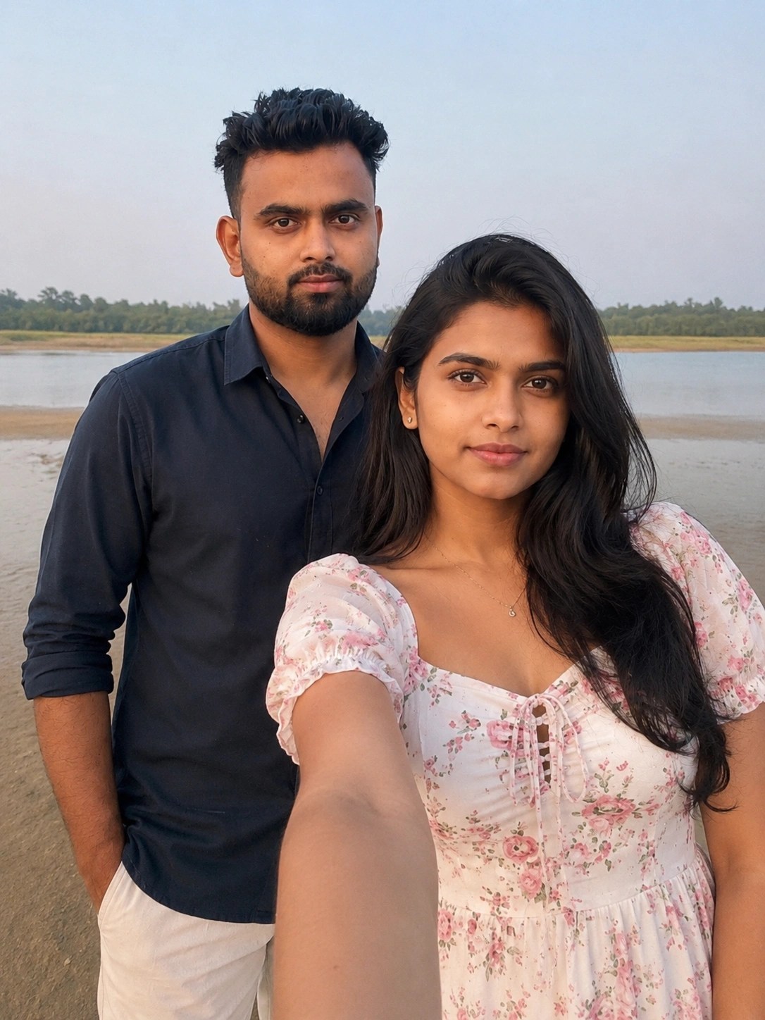 Golden Hour Romance: Indian Rooftop Couple Photo