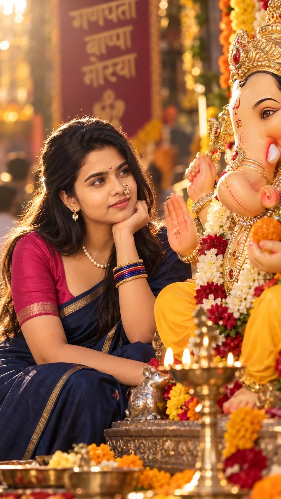 AI-generated prompt result for Ganesh Utsav Devotional Portrait Photo Prompt