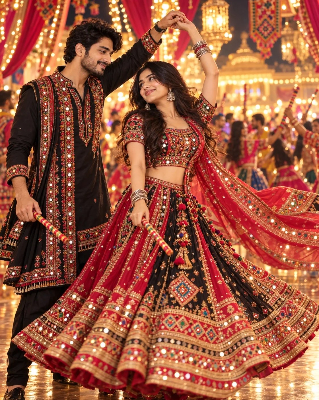 Romantic Navratri Garba Couple Photoshoot Prompt