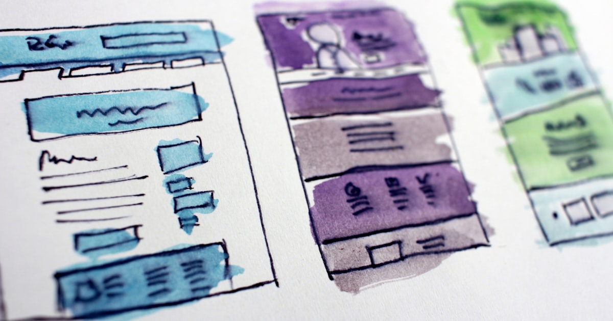 Hand-drawn software dashboard wireframe for a real estate accounting software article