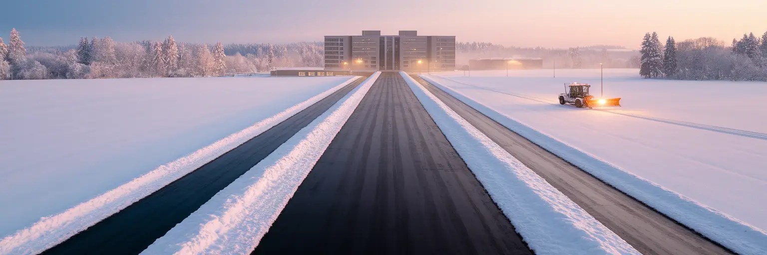 Cleared commercial campus after snowstorm